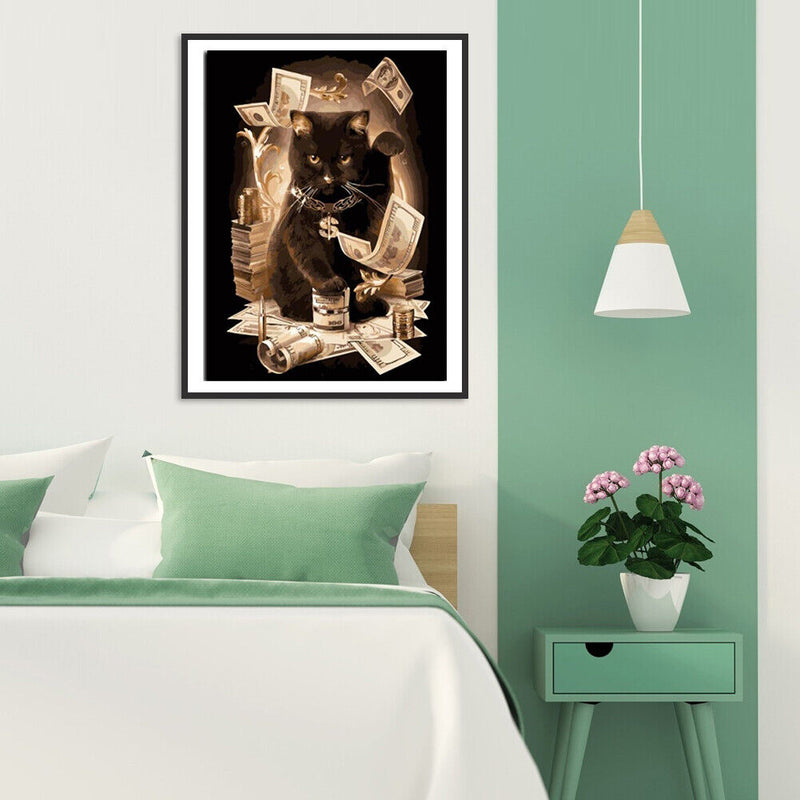Frameless Digital Oil Art Picture DIY Cat Paint By Numbers Craft Wall Decor Kit