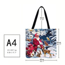 Santa Claus animals Printed Shoulder Shopping Bag Casual Large Tote Handbag