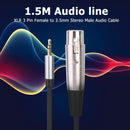 1.5m XLR 3pin Female to 3.5mm TRS Male Audio Adapter Cable for Microphone Newly