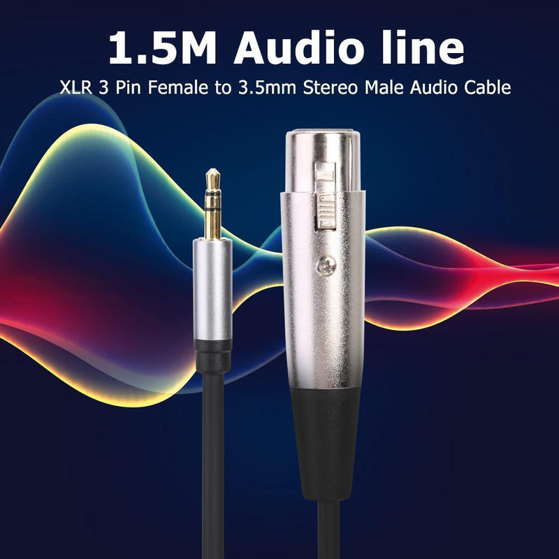 1.5m XLR 3pin Female to 3.5mm TRS Male Audio Adapter Cable for Microphone Newly