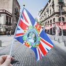 Party Hand Waving Flags Bunting Flags Union Jack Flag Queen's Platinum Jubilee
