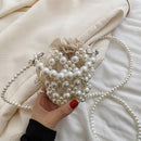 Beaded Pearls Shoulder Bag Women Clutches Bucket Drawstring Messenger Handbag