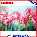 Pink Tulip Flower Hand Painted Oil Painting By Numbers Set Gift No Frame 40x30cm