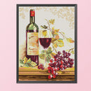 Full Embroidery DIY 14CT Grapes Wine Stamped Eco-Cotton Thread Cross Stitch Kit