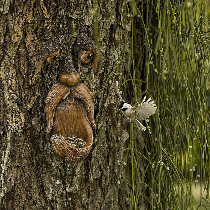 Decoration Wall Decoration Tree Faces Decor Bird Feeder Old Man Face Sculpture