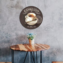 Round Coffee Tin Plate Drawing Artworks Metal Cafe Garage Retro Door Sign Poster