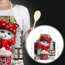 Hanging Neck Christmas Cat Print Linen Cleaning Apron Kitchen Cafe Home Pinafore