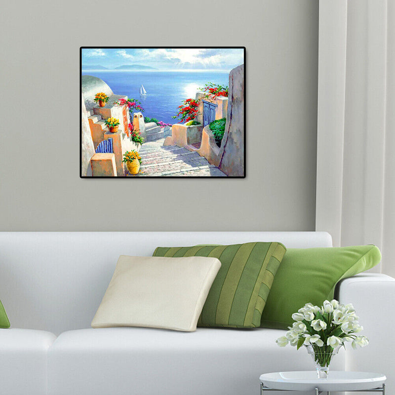 5D Full Round Drill Diamond Painting Castle Steps DIY Cross Stitch Picture Decor