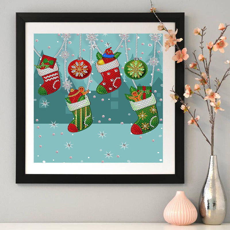 Partial Special Shape Drill Rhinestone Painting 5D DIY Christmas Socks Picture