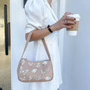 Fashion Women Butterfly Print PU Underarm Bag Casual Ladies Small Shoulder Bags