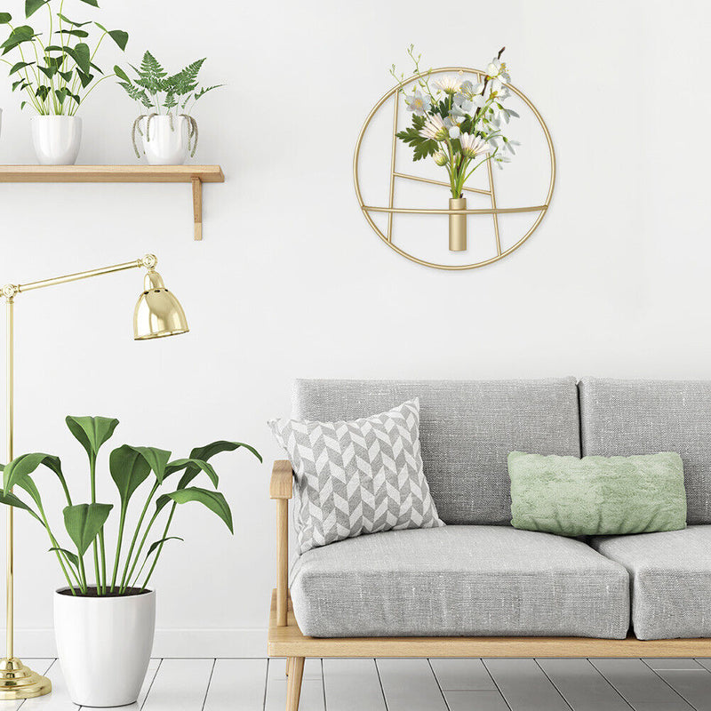Modern Golden Metal Candle Holder Wall Hanging Bedroom Decor Crafts Candlestick