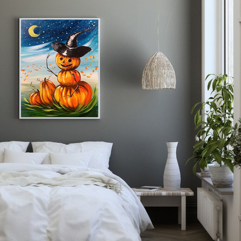Oil Paint By Numbers Pumpkin Halloween Frameless Picture Home Living Room Decor