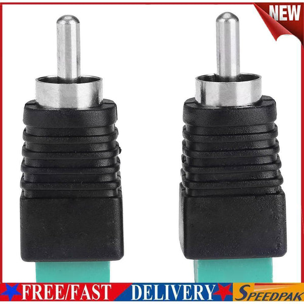 2pcs Speaker Wire Cable to Audio Male RCA Connectors Adapters Jack Plug #F