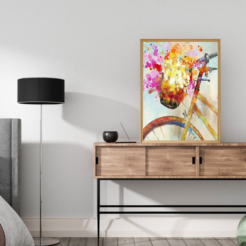 Bicycle Basketball Flower Frameless Oil Paint By Numbers Hand Painted Picture Kit