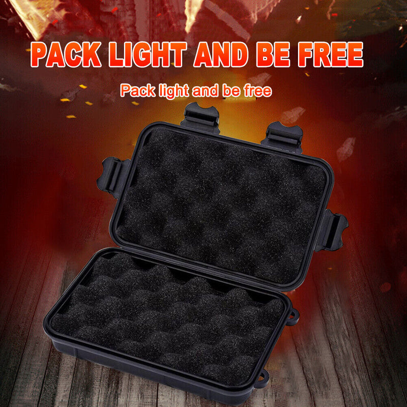 Outdoor Waterproof Sealed Case Dustproof Container EDC Tool Storage (Black)