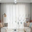 2pcs Palm Leaf Windows Tulle Curtains Bedroom Screen Drapes (White)
