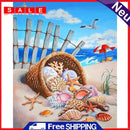 Hand Painted Oil Paint by Numbers DIY Beach Conch Drawing Wall Decoration Gift