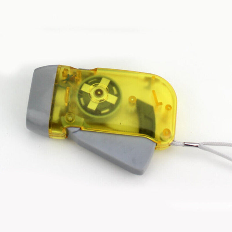 LED Hand Pressing Dynamo Flashlight Lamp Portable Hand Crank Torch (Yellow)