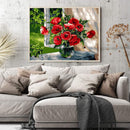 Oil Paint By Numbers Picture DIY Painting Red Flower Handmade Gift for Adults