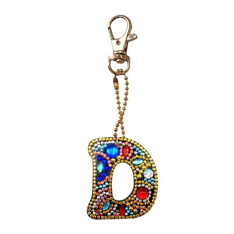 DIY Key Chain Diamond Painting Letters Women Bag Keyring Pendant Gift (D) Newly