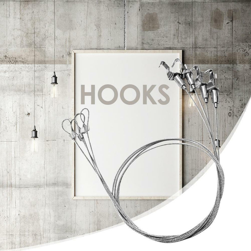 Stainless Steel Exhibition Art Gallery Photo Display Wire Cable Hook (4PCS)