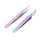 Rainbow Tweezers Nail Rhinestone Picker Nail Art Eyelash Tool (T-1+T-2)