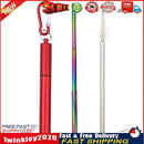 Outdoor Reusable Collapsible Drinking Straw Suit with Cleaning Brush (C) Newly