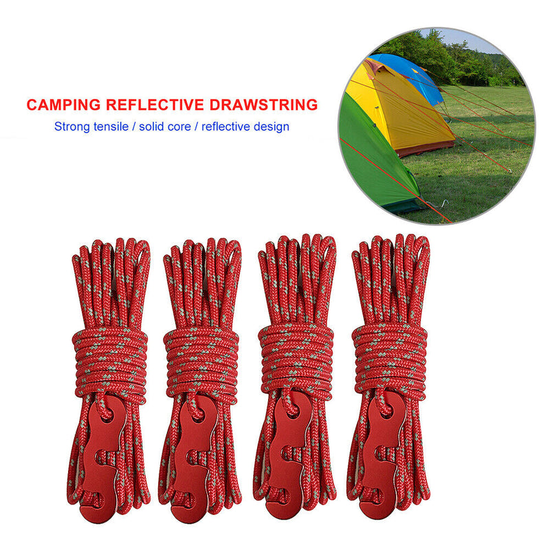 4pcs Wind Rope with S-Shaped Hooks Outdoor Camping Hiking Tent Wind Rope Buck