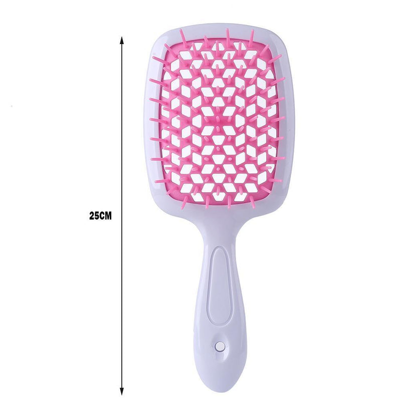 Wide Teeth Air Cushion Comb Scalp Massage Salon Hair Brush (White Pink)