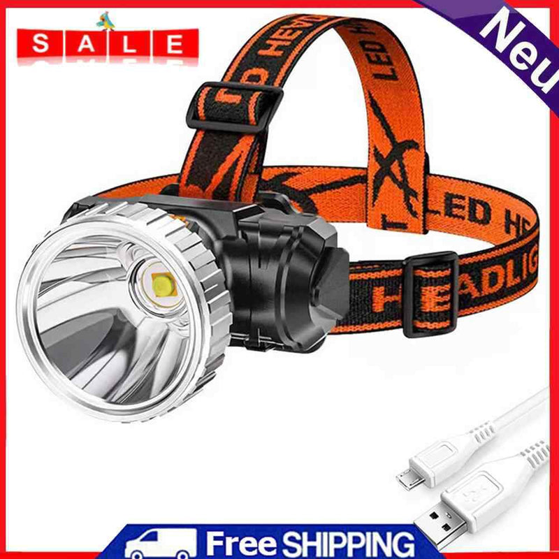 Powerful Headlamp Fishing LED Headlight USB Rechargeable Head-mounted Flashlight