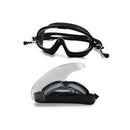 Swimming Goggles with Earplugs Waterproof Adults Diving Eyewear (Black)2x