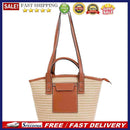 Straw Tote Handbag Woven Handmade Beach Basket Leather Women Vacation Purses