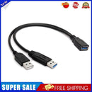 USB 3.0 Female to Dual USB Male Extra Power Data Y Splitter Extension Cable