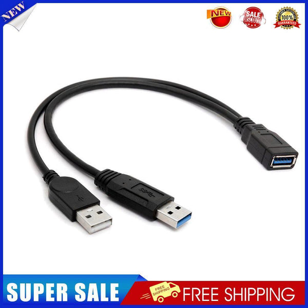 USB 3.0 Female to Dual USB Male Extra Power Data Y Splitter Extension Cable