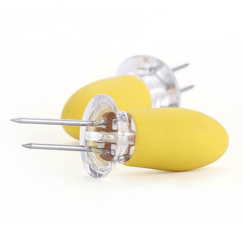 Steel Corn BBQ Forks Outdoor Party Kitchen Tool Yellow T3W8
