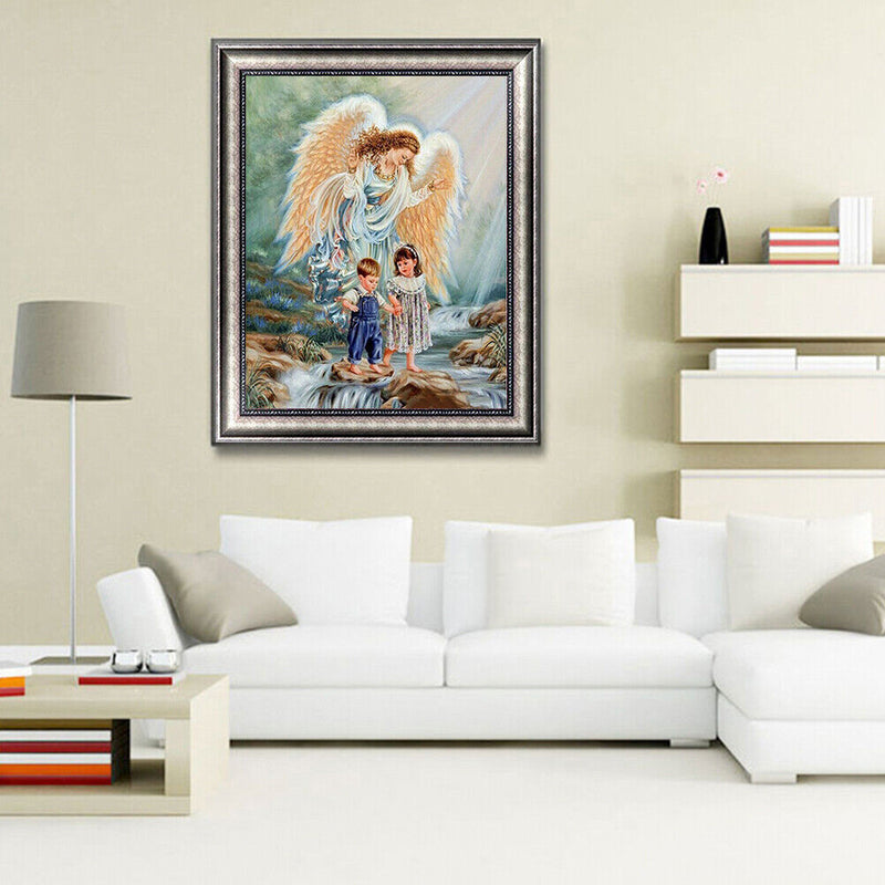 Angel Kid Oil Paint by Numbers Hand Painted Frameless Picture Home Ornament K
