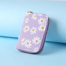Fashion Women PU Daisy Flower Card Oaganizer Casual Ladies Wallet (Purple)