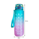 1000ml Sports Water Bottle Time Marker Outdoor Portable Cups (Green Lid) Newly