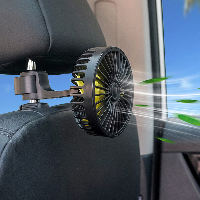 USB Car Fan for Back Seat Headrest 3 Speeds Summer Air Circulator Cooler