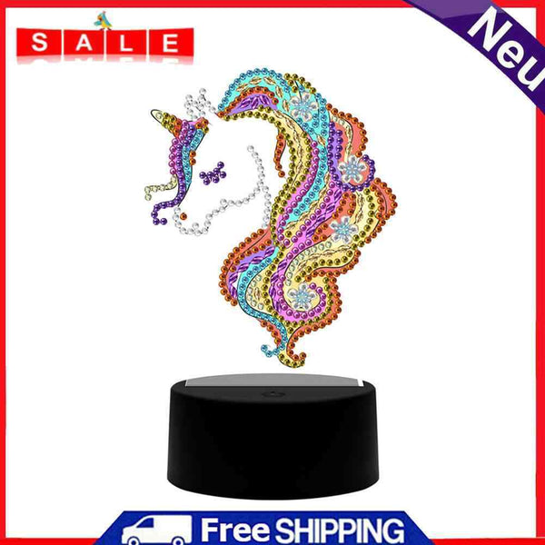 DIY Special Shaped Diamond Painting LED Light Horse Animal Embroidery Night Lamp