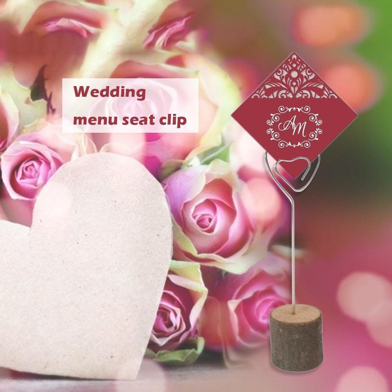 10pcs Wedding Photo Wooden Heart Seat Clips Table Card Picture Holder Party Prop
