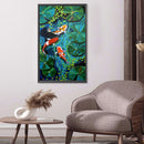 Full Cross Stitch 11CT Cotton Thread DIY Koi Printed Embroidery Hanging Painting