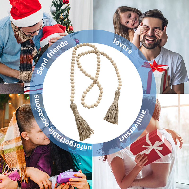 Decorative Beads & Tassels Wood Garland Farmhouse Decor Rustic Beads (2) Newly