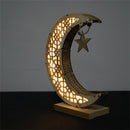 Eid Decor Wooden Ornament Moon LED Light EID Mubarak Light Night Lamp