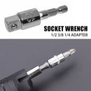 3pcs Hex Shank to 1/4 3/8 1/2 Extension Drill Bits Bar Bit Socket Adapter
