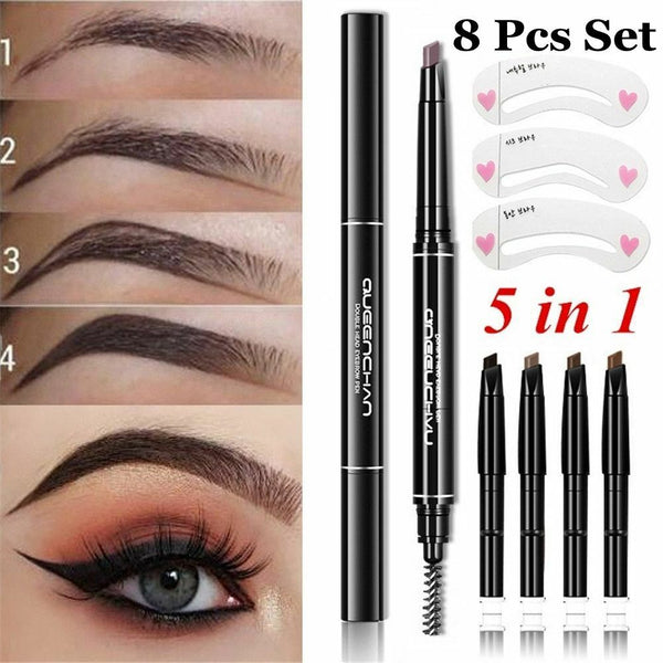 Eyebrow Pencil With 5 Colors Refill Lead Brow Tattoo Pen Automatic Rotate