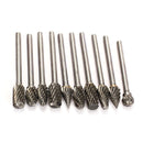 10 pcs Tungsten Steel Solid Carbide Burrs Rotary Files Diamond Burrs Set