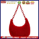 Fashion Women Pure Color Hobos Acrylic Chain Plush Large Shoulder Underarm Bag