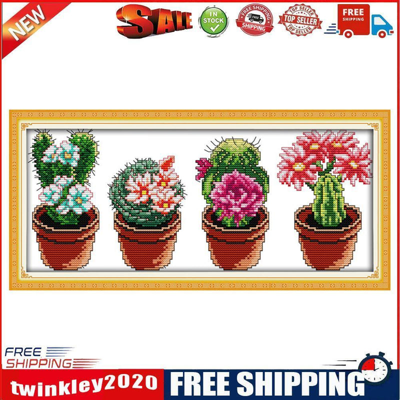 Cactus 14CT Stamped Cross Stitch Kits Sewing Needlework Embroidery (J171)