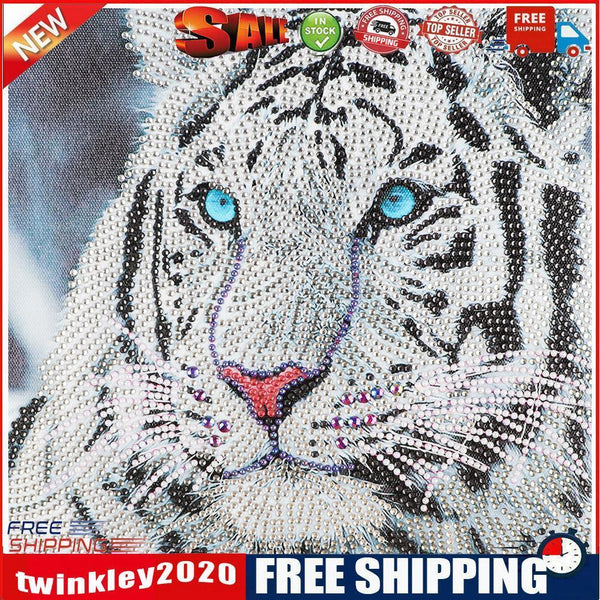Tiger 5D DIY Partial Drill Round Diamond Painting Animal Picture Mosaic Art